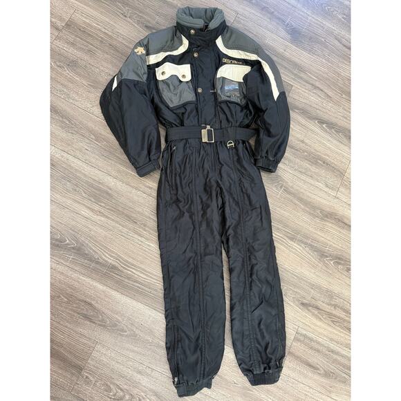 Vintage Descente black / gray winter ski snow suit mens size Small - Picture 1 of 16